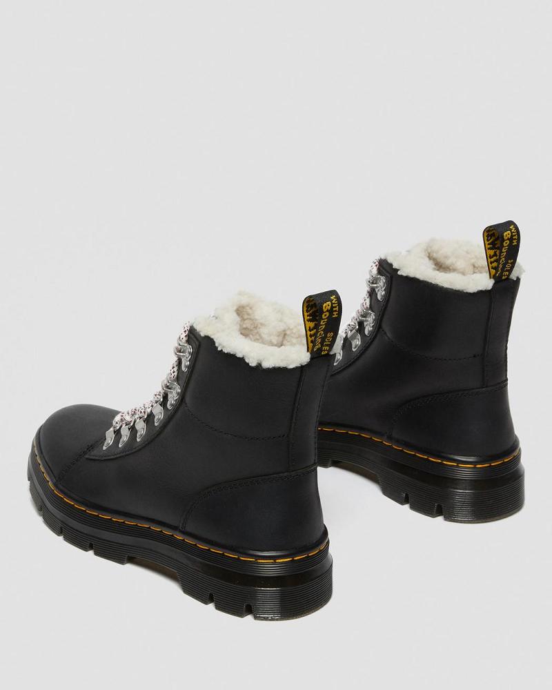 Black Women's Dr Martens Combs Faux Shearling Lined Ankle Boots | CA 47KOR